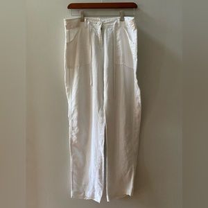 Garnet Hill Women’s 100% linen wide leg white pants 10p EUC